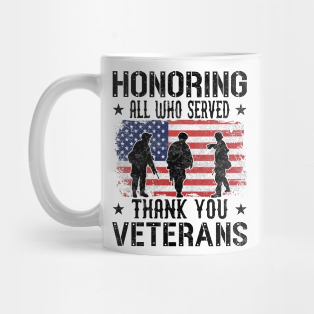 Honoring All Who Served Thank You Veterans Day American Flag by rhazi mode plagget